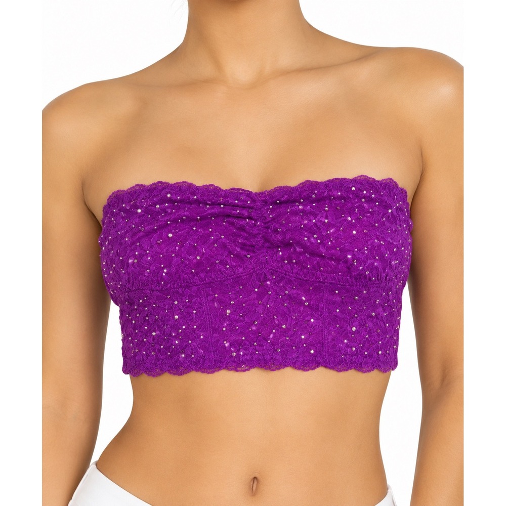 Victoria's Secret PINK Purple Lace Rhinestone Bandeau Top Large 310321-97Q